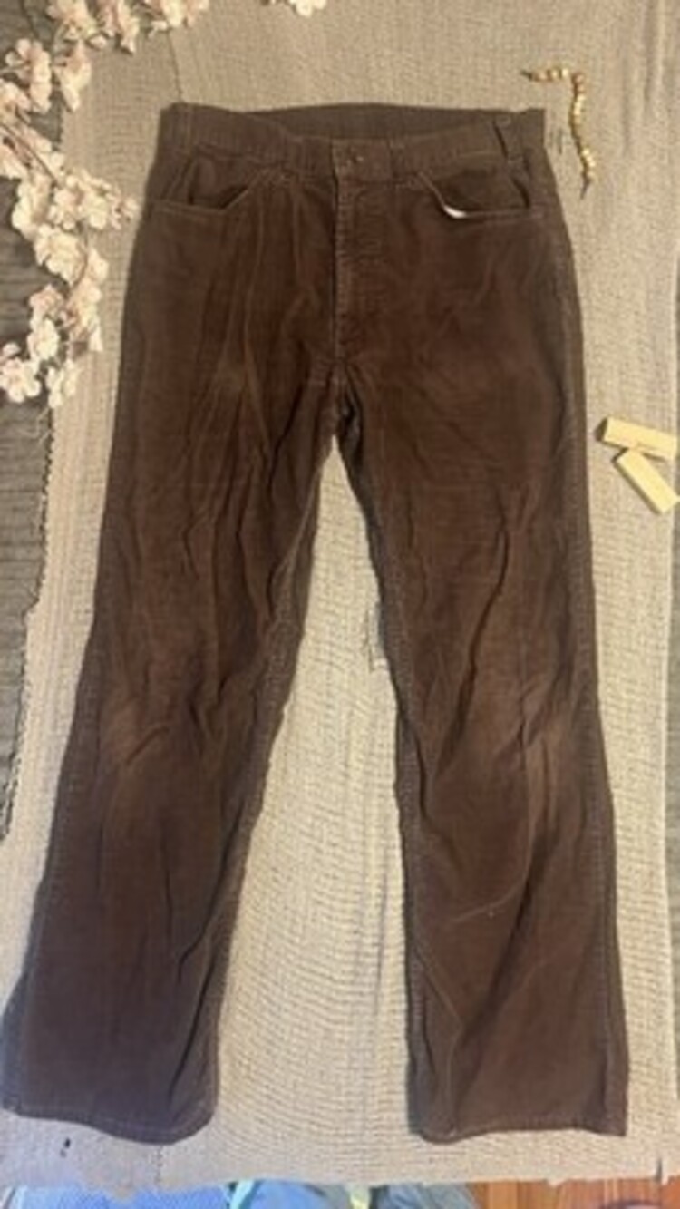 Vtg 70s Levi’s 519 Brown Corduroy Pants 32x30 Talon 42 Button 8 White Tab USA